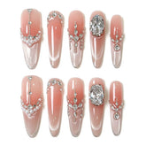 Cherry Blossom Crushed Diamond Pearl Press On Nails