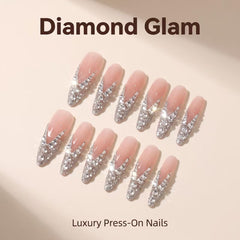 Pearl Zircon Silver Glitter Press On Nails