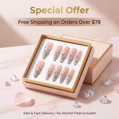 Pearl Zircon Silver Glitter Press On Nails