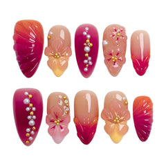 Nude Pink Pearl & Zircon Luxury Long Press On Nails