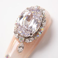 Nude Pink Gradient Big Swarovski Crystal Stiletto Press On Nails | Luxury Wedding Reusable False Nails